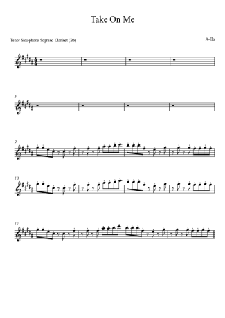 A-ha Ha - Take On Me score for Clarinet (Bb)