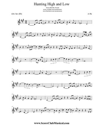 A-ha Hunting High And Low score for Alto Saxophone