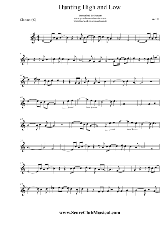 A-ha Hunting High And Low score for Clarinet (C)