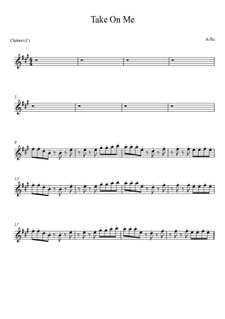 A-ha Take On Me score for Clarinet (C)