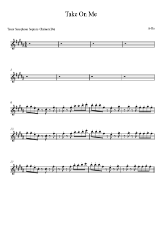 A-ha Take On Me score for Tenor Saxophone Soprano (Bb)