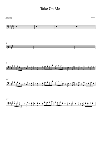 A-ha Take On Me score for Trombone