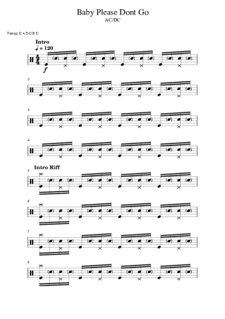 AC/DC Baby Please Don´t Go score for Drums
