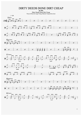 AC/DC Dirty Deeds Done Dirt Cheap score for Drums