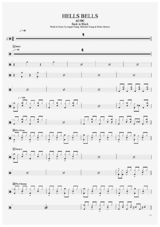 AC/DC Hells Bells score for Drums