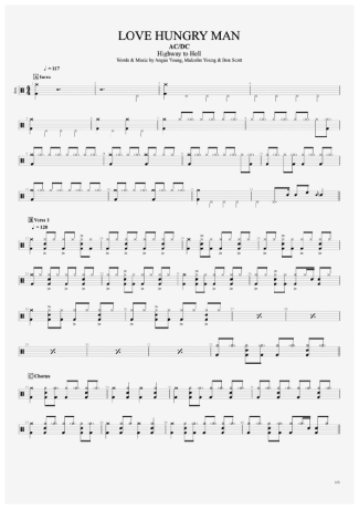 AC/DC Love Hungry Man score for Drums