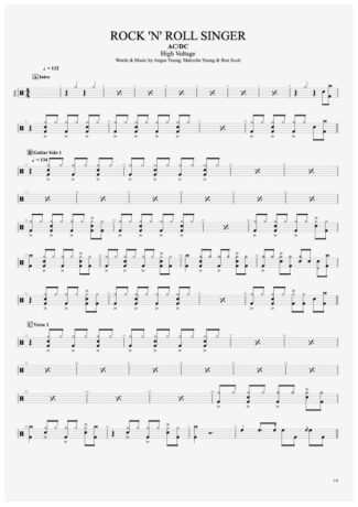 AC/DC Rock N´ Roll Singer score for Drums