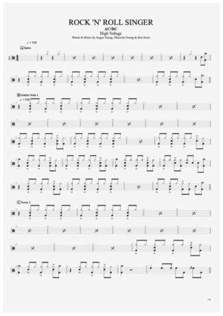 AC/DC Rock N´ Roll Singer score for Drums