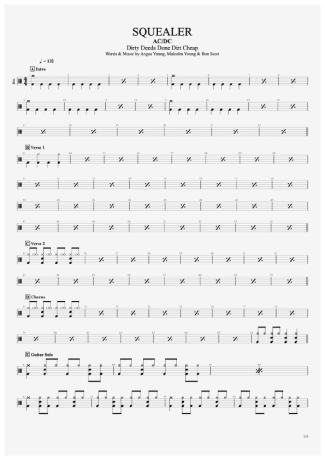 AC/DC Squealer score for Drums