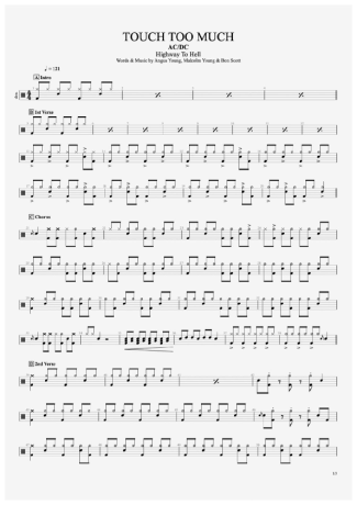 AC/DC Touch Too Much score for Drums