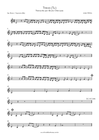 ANAVITÓRIA  score for Tenor Saxophone Soprano (Bb)
