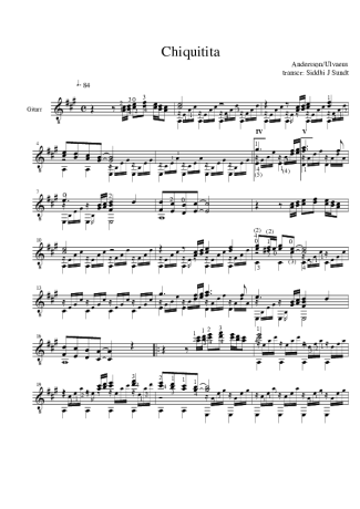 Abba  score for Acoustic Guitar