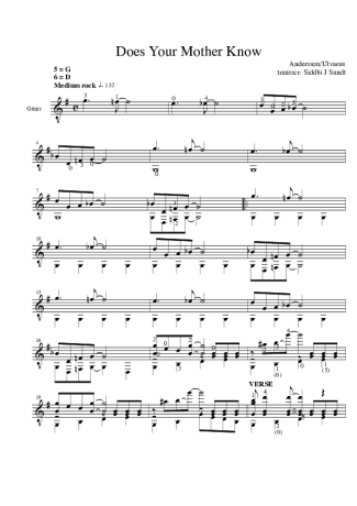 Abba  score for Acoustic Guitar