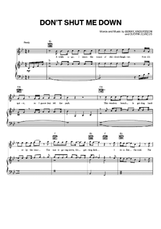 Abba  score for Piano