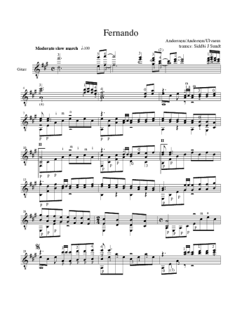 Abba  score for Acoustic Guitar