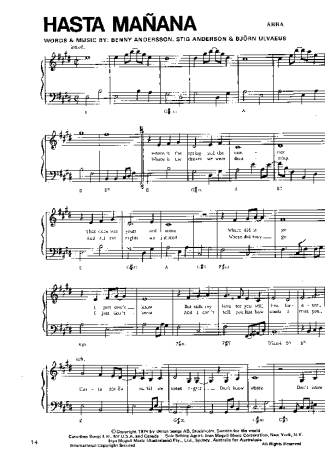 Abba  score for Piano