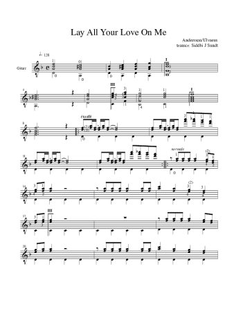 Abba  score for Acoustic Guitar