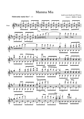 Abba Mamma Mia score for Acoustic Guitar