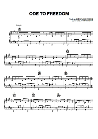 Abba Ode To Freedom score for Piano
