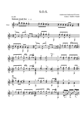 Abba  score for Acoustic Guitar