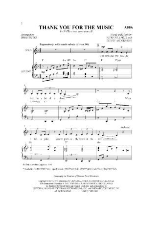 Abba Thank You For The Music (V2) score for Piano