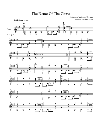 Abba  score for Acoustic Guitar