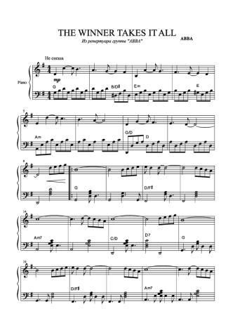 Abba The Winner Takes It All (V2) score for Piano