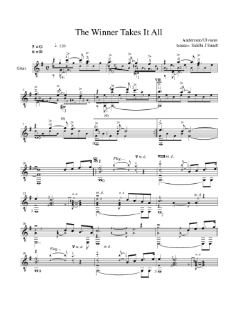 Abba  score for Acoustic Guitar