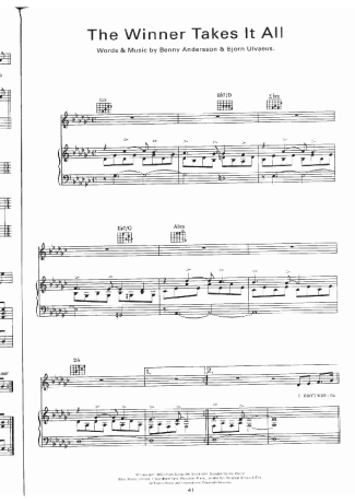 Abba  score for Piano