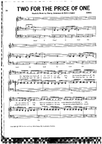 Abba  score for Piano