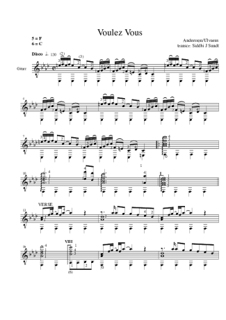 Abba  score for Acoustic Guitar