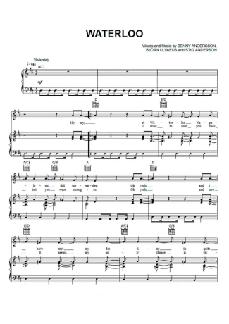 Abba Waterloo score for Piano