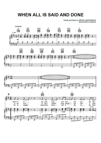 Abba  score for Piano