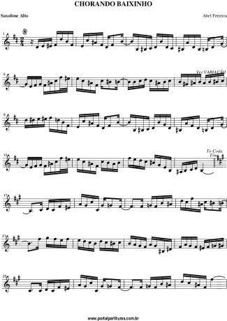 Abel Ferreira Chorando Baixinho score for Alto Saxophone