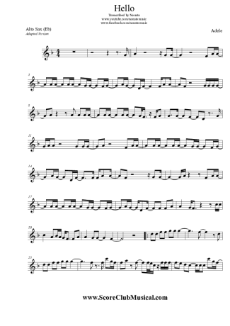 Adele  score for Alto Saxophone