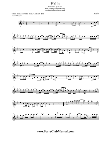 Adele  score for Clarinet (Bb)