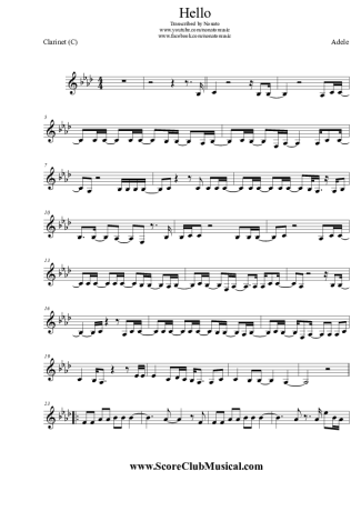 Adele  score for Clarinet (C)