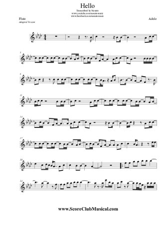 Adele Hello score for Flute