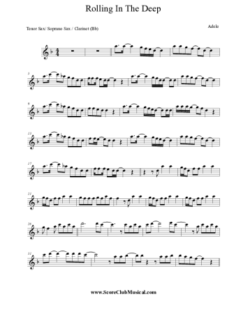 Adele  score for Clarinet (Bb)