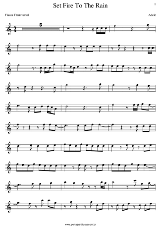 Adele Set Fire To The Rain score for Flute