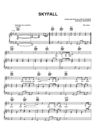 Adele Skyfall score for Piano