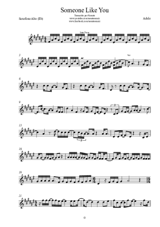 Adele  score for Alto Saxophone