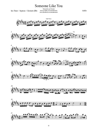 Adele  score for Tenor Saxophone Soprano (Bb)