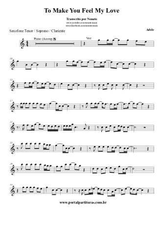 Adele  score for Tenor Saxophone Soprano (Bb)