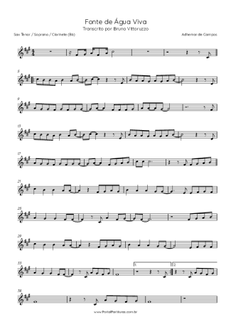 Adhemar de Campos Fonte De Água Viva score for Tenor Saxophone Soprano (Bb)