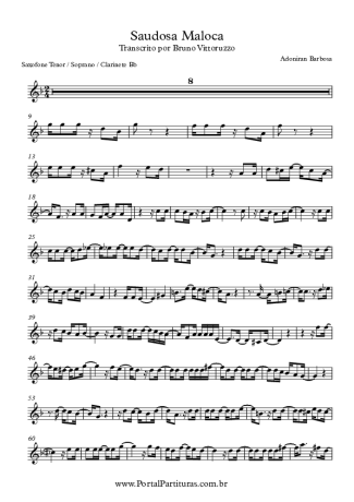 Adoniran Barbosa Saudosa Maloca score for Tenor Saxophone Soprano (Bb)