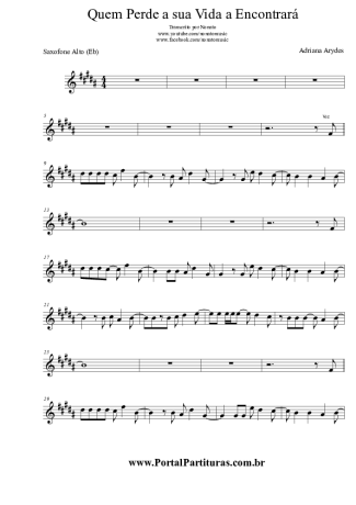 Adriana Aryade Quem Perde a Sua Vida Encontrará score for Alto Saxophone