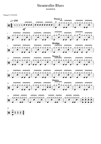 Aerobitch Steamroller Blues score for Drums