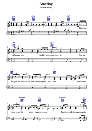 Aerosmith Amazing score for Piano