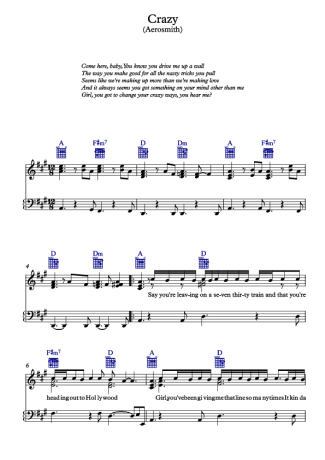 Aerosmith Crazy score for Piano